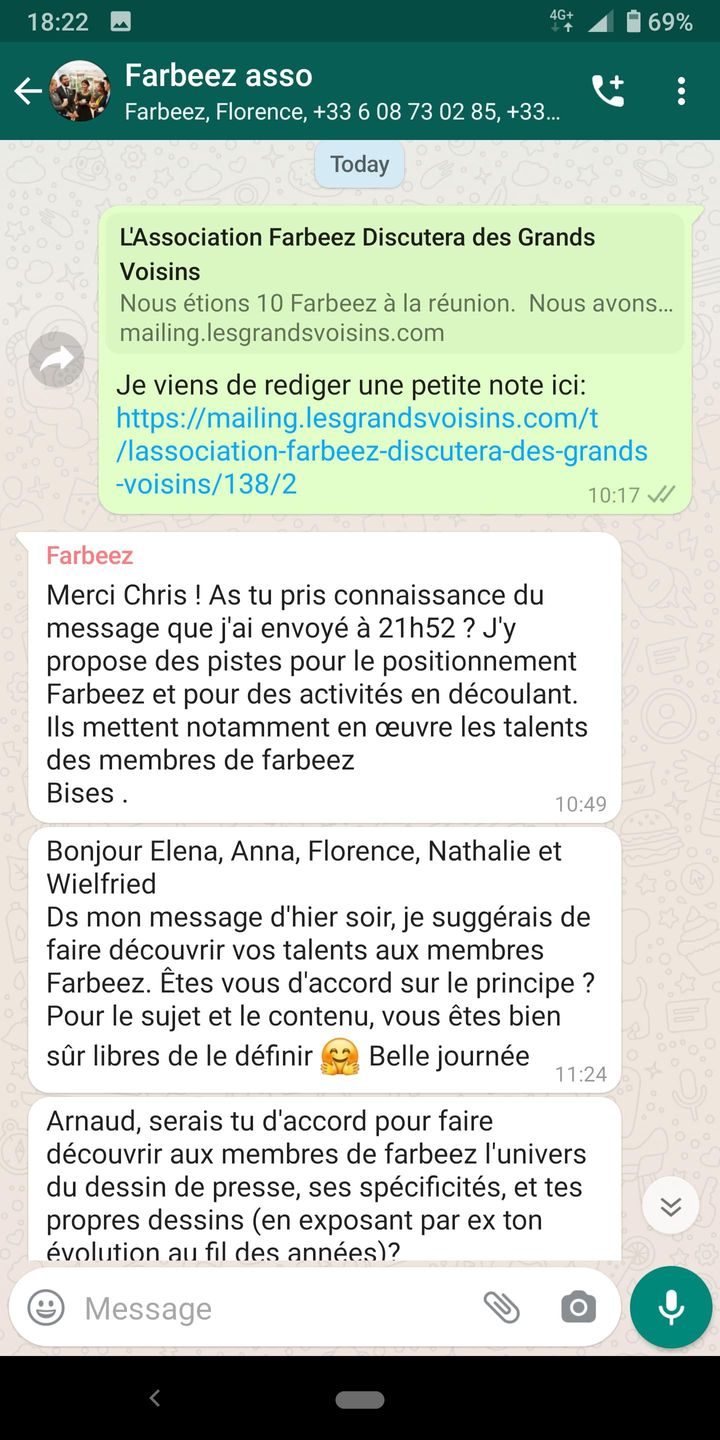 L’Association Farbeez Discutera des Grands Voisins