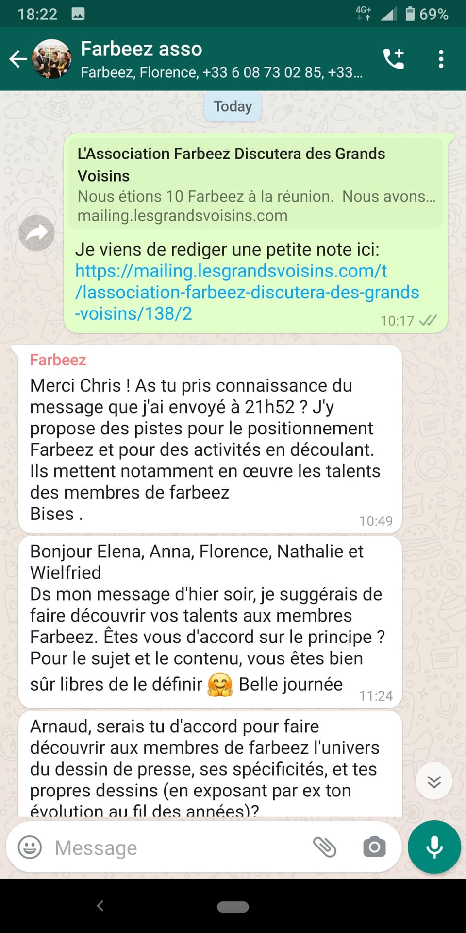 L’Association Farbeez Discutera des Grands Voisins